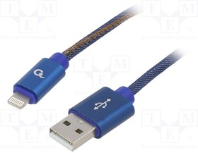 CC-USB2J-AMLM-2M-BL, Кабель; USB 2.0; вилка Apple Lightning,вилка USB A; позолота; 2м