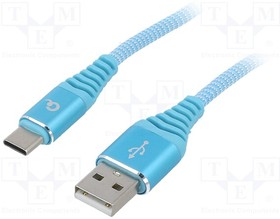 CC-USB2B-AMCM-1M-VW, Кабель; USB 2.0; вилка USB A,вилка USB C; позолота; 1м; бирюзовый