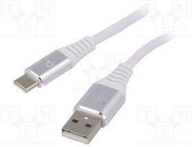 CC-USB2B-AMCM-1M-BW2, Кабель; USB 2.0; вилка USB A,вилка USB C; позолота; 1м; белый