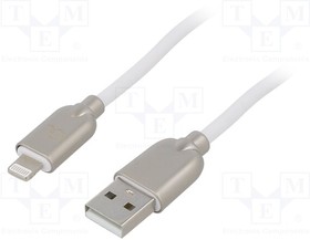 CC-USB2R-AMLM-2M-W, Кабель; USB 2.0; вилка Apple Lightning,вилка USB A; 2м; белый