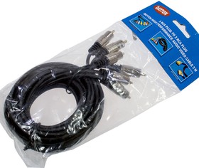 3-0315-3.0, Шнур A/V 3-3 RCA мetal-gold, d=4 мм, 3.0 м