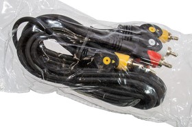 3-0333-1.5, Шнур A/V 3-3 RCA plastic-gold, d=4 мм, 1.5 м