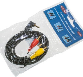3-0123A, Шнур A/V шт 3.5 st 4С-3 RCA, plastic-gold, d=3.2 мм, 1.5 м