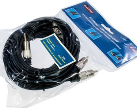 3-0293-5.0, Шнур A/V шт 3.5 st-2 RCA мetal-gold, d=4*8 мм, 5.0 м