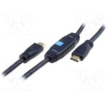 AK-330118-150-S, Cable; HDMI 1.4,with amplifier; HDMI plug,both sides; 15m; black