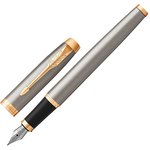 Ручка перьевая PARKER "IM Core Brushed Metal GT", серебристый матовый лак ...