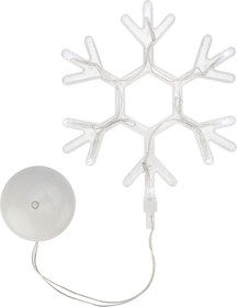 Фото 1/6 501-019, Фигура светодиодная Снежинка на присоске с подвесом, цвет белый