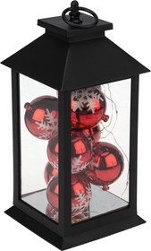 Фото 1/9 513-063, Декоративный фонарь с шариками, черный корпус, размер 14х14х27 см, цвет теплый белый