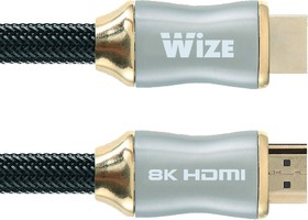 Кабель HDMI Wize [WAVC-HDMI8K-3M] 3 м, v.2.1, KLock, 19M/19M, 8K/120Hz/60Hz, 4K/144Hz/120Hz 4:4:4, eARC, HDCP 2.3/EDID/ HEC/CEC/ DDC, 30 AWG