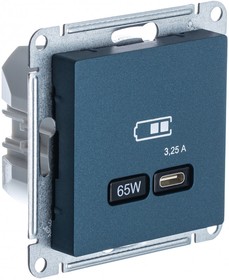 Фото 1/2 Розетка USB AtlasDesign тип C 65Вт QC PD высокоскор. ЗУ механизм изумруд SE ATN000827