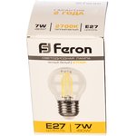 25876, Лампа светодиодная LED 7вт Е27 теплый шар FILAMENT