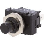1841.1301, Pushbutton Switch ON-(OFF) 1NC Panel Mount Black