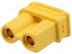 XT30UPB-F, Гнездо; питания DC; XT30; "мама"; PIN:2; на PCB; THT; Цвет: желтый