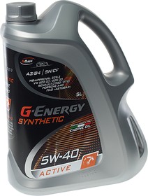 0253142411, Масло моторное Synthetic Active SN/CF/A3/B4 5W40 синт.5л G-ENERGY