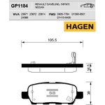 GP1184, Колодки торм.зад. Premium brake pads HAGEN, NISSAN Murano 3,5 4X4 03/05- ...