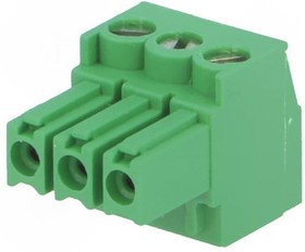 Фото 1/3 284506-3, Pluggable Terminal Block - Right Angle - 3.5 mm - 3 Ways - 30 AWG - 14 AWG - 2 mm² - Screw.