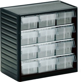 294-3, 12 Drawer Storage Unit, PP, 290mm x 310mm x 180mm, Grey