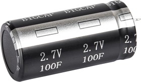Фото 1/2 BRP002R7S107FA, 100Ф, 2.7В, 22.4×45.5мм snap in, Ионистор (суперконденсатор)