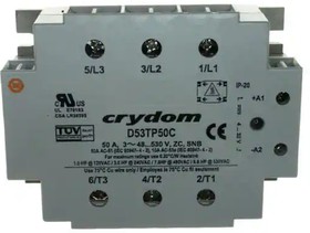 Фото 1/2 D53TP25C, Solid State Relay - 3 Switched Channels - 4-32 VDC Control Voltage Range - 25 A Maximum Load Current - 48-530 VAC ...