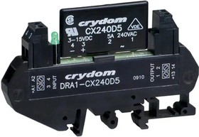 Фото 1/2 DRA1-CX240D5-B, Solid State Relays - Industrial Mount DIN Mt 280 VAC/5A out 3-15 VDC input