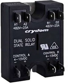 Фото 1/2 D2425DE, Independently Controlled Dual Output Solid-State Relay - Control Voltage 15-32 VDC - Typical Input Current 15mA/5 ...