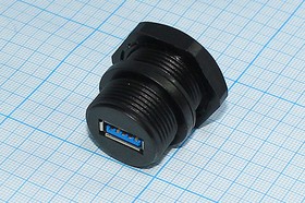 Фото 1/3 Переходник герметичный гнездо USB3.0 - гнездо USB3.0, на панель; Q-15171 гн USB \A 3.0\9C\-гн USB \A 3.0\9C\пан\герм\QM25US