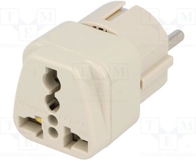 ADAPTER-GERMANY, Переходник: адаптер, 2P+PE, 250ВAC, 10А, Версия: Uni-Schuko, белый