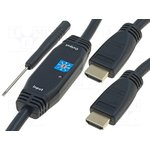 AK-330105-200-S, Cable; HDMI 1.3,with amplifier; HDMI plug,both sides; 20m; black