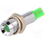 SMBD06204, LED Indicator, Green, 6.2mm, 28V, Solder Tag, 1.3 x 0.3 mm