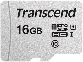 Фото 1/6 Карта памяти 16Gb MicroSD Transcend (TS16GUSD300S)