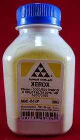Тонер AQC для XEROX Phaser 6000/6010/6015/6125/ 6128/6130/6140/6500/6505 Yellow (фл. 30 г.) фас. RU AQC-242Y