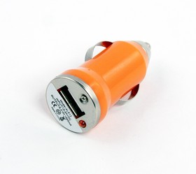 Автомобильная зарядка с USB выходом 5V 1A оранжевый коробка LP