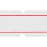 Этикет-лента 21,5х12 прямая белая с красной полосой, 1000шт/рул,10рул/уп