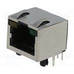 RJHSE5381, Socket, RJ45, Cat: 5, Shielded, with LED, Conf: 8p8c, THT