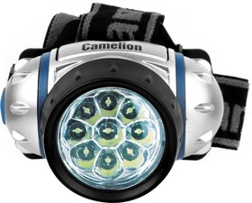 Фото 1/10 Camelion LED5317-9Mx (фонарь налобн, металлик,9 ультра ярк LED,4 реж, 3XR03 в компл, пласт, блист)
