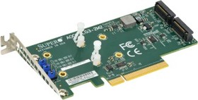 Фото 1/4 Плата расширения Supermicro AOC-SLG3-2M2 Low Profile PCIe Riser Card supports 2 M.2 Module