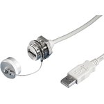 2482220, Horizontal, Wall Mount, Female to Male 2.0 IP66, IP67 USB Connector