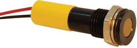 Фото 1/2 Q8F3BXXY24E, Светодиодный индикатор в панель, обрамление из черного хрома, Желтый, 24 В DC, 8 мм, 20 мА, 6 мкд