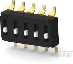 Фото 1/4 EDS05SGNNTR04Q, 5 Way Surface Mount DIP Switch SPST, Raised Actuator