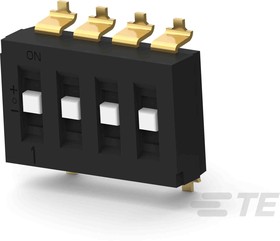 Фото 1/3 TDS04SGRSTR04, 4 Way Surface Mount DIP Switch SPTT, Recessed Actuator