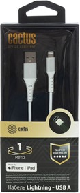 Фото 1/8 Кабель Cactus CS-LG.USB.A-1 USB (m)-Lightning (m) 1м белый блистер