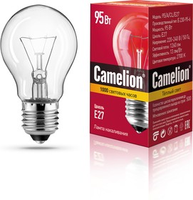 Фото 1/2 Camelion 95/A/CL/E27 (Эл.лампа накал.с прозрачной колбой, ЛОН, Б230-95-6)