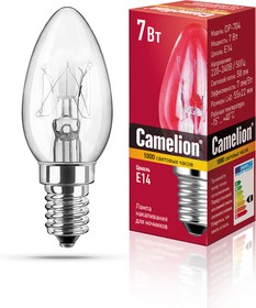 Camelion DP-704 (Зап.лампа накаливания для ночников, прозрачная, BL-4, 220V, 7W, Е14)