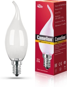 MIC Camelion 40/CW/FR/E14 (Эл.лампа накал.с матовой колбой, свеча на ветру)