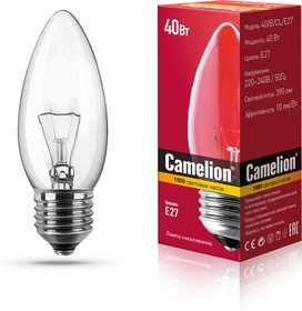 MIC Camelion 40/B/CL/E27 (Эл.лампа накал.с прозрачной колбой, свеча)