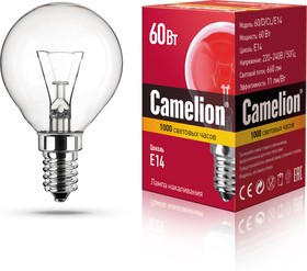 MIC Camelion 60/D/CL/E14 (Эл.лампа накал.с прозрачной колбой, сфера)