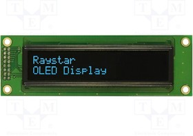 REC002002ABPP5N00100, Дисплей: OLED; алфавитно-цифровой; 20x2; Разм: 116x37x9,8мм; синий