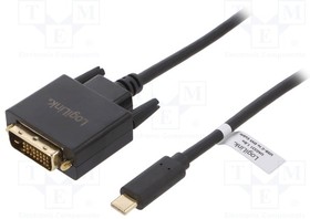 UA0331, Адаптер, DVI-D (24+1) вилка,вилка USB C, 1,8м, Цвет черный