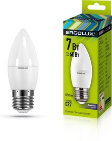Ergolux LED-C35-7W-E27-6K (Эл.лампа светодиодная Свеча 7Вт E27 6500K 172-265В)