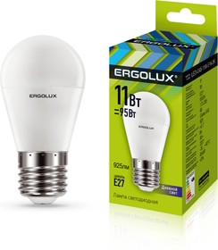 Ergolux LED-G45-11W-E27-6K (Эл.лампа светодиодная Шар 11Вт E27 6500K 172-265В)